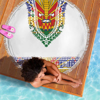 Haiti Flag Traditional Dashiki Beach Blanket White Color - Polynesian Pride