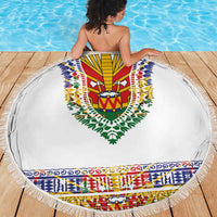 Haiti Flag Traditional Dashiki Beach Blanket White Color - Polynesian Pride