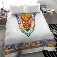 Haiti Flag Traditional Dashiki Bedding Set White Color - Polynesian Pride
