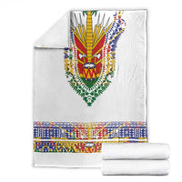Haiti Flag Traditional Dashiki Blanket White Color - Polynesian Pride