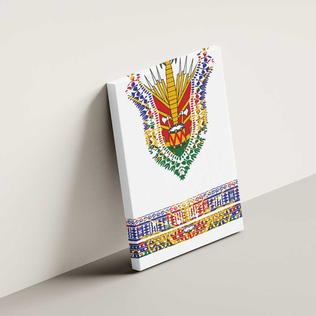 Haiti Flag Traditional Dashiki Canvas Wall Art White Color - Polynesian Pride