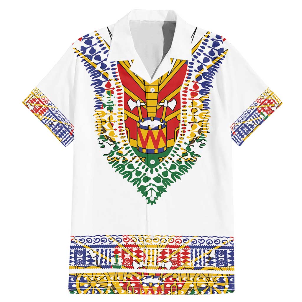 Haiti Flag Traditional Dashiki Family Matching Mermaid Dress and Hawaiian Shirt White Color - Polynesian Pride