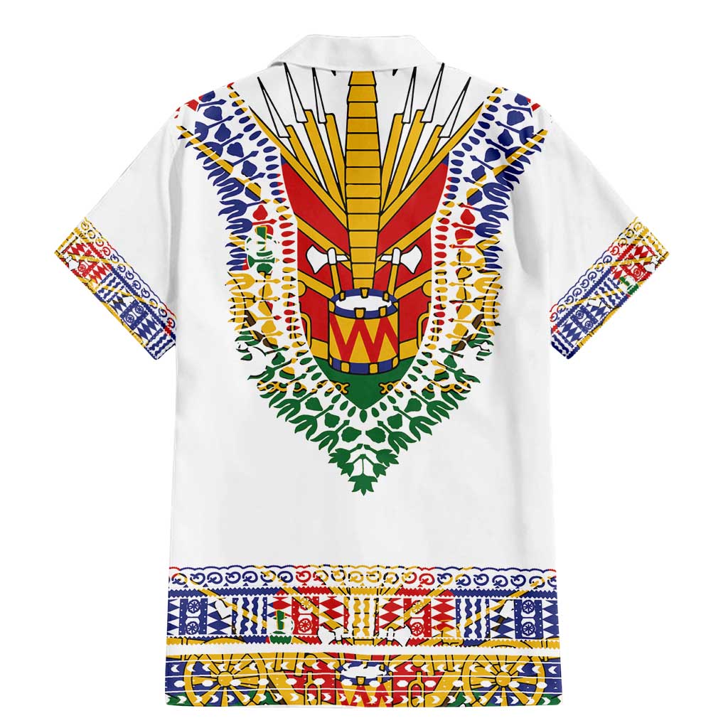 Haiti Flag Traditional Dashiki Family Matching Mermaid Dress and Hawaiian Shirt White Color - Polynesian Pride