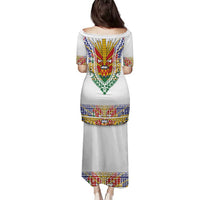Haiti Flag Traditional Dashiki Family Matching Puletasi and Hawaiian Shirt White Color - Polynesian Pride