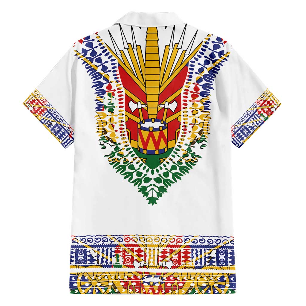 Haiti Flag Traditional Dashiki Family Matching Short Sleeve Bodycon Dress and Hawaiian Shirt White Color - Polynesian Pride