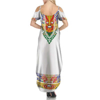 Haiti Flag Traditional Dashiki Family Matching Summer Maxi Dress and Hawaiian Shirt White Color - Polynesian Pride