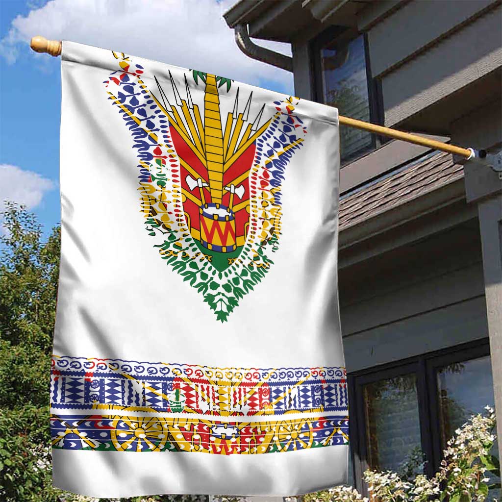 Haiti Flag Traditional Dashiki Garden Flag White Color - Polynesian Pride