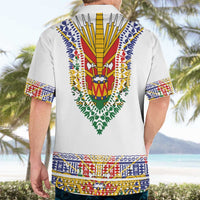 Haiti Flag Traditional Dashiki Hawaiian Shirt White Color - Polynesian Pride