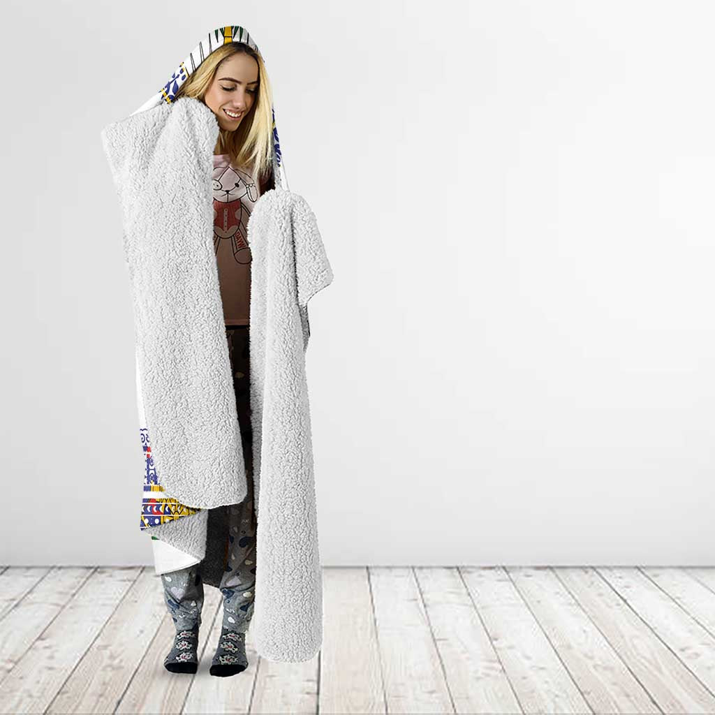 Haiti Flag Traditional Dashiki Hooded Blanket White Color - Polynesian Pride
