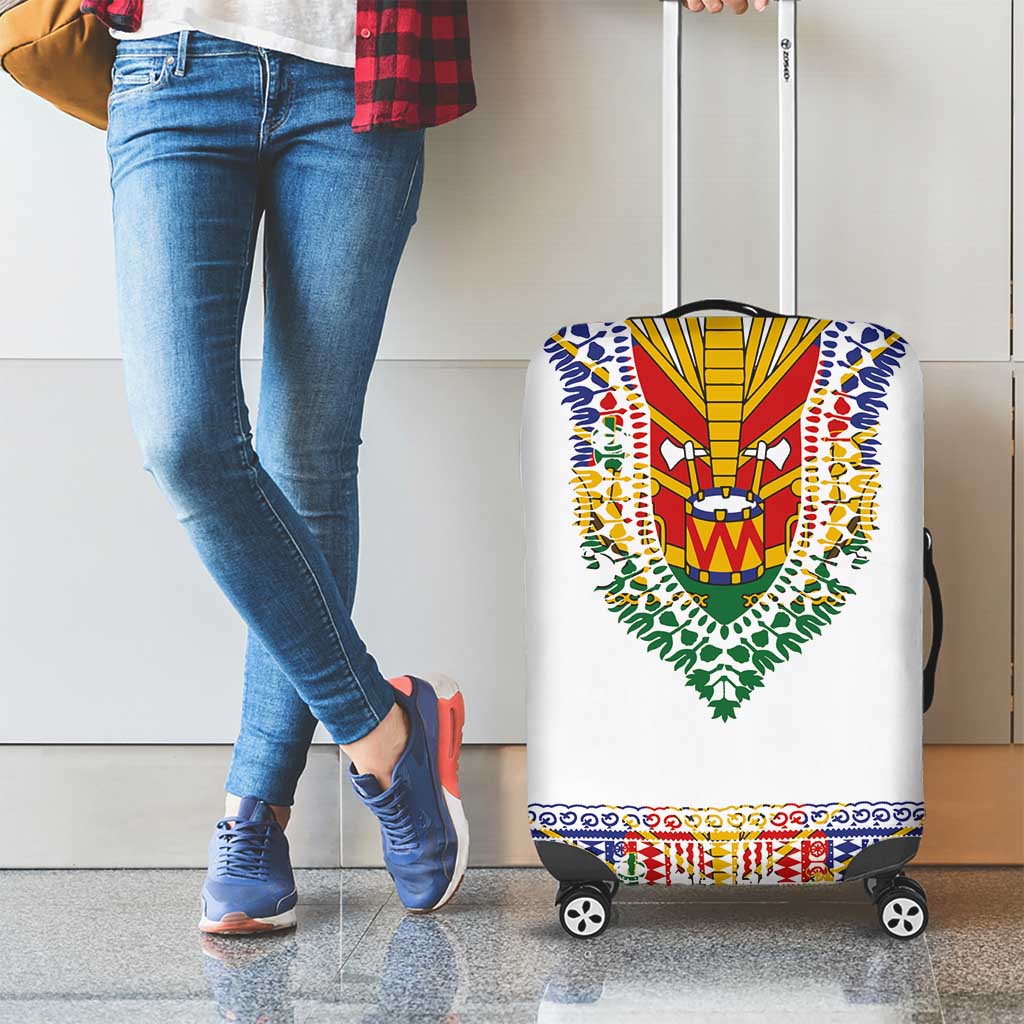 Haiti Flag Traditional Dashiki Luggage Cover White Color - Polynesian Pride