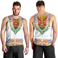 Haiti Flag Traditional Dashiki Men Tank Top White Color - Polynesian Pride