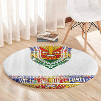 Haiti Flag Traditional Dashiki Round Carpet White Color - Polynesian Pride