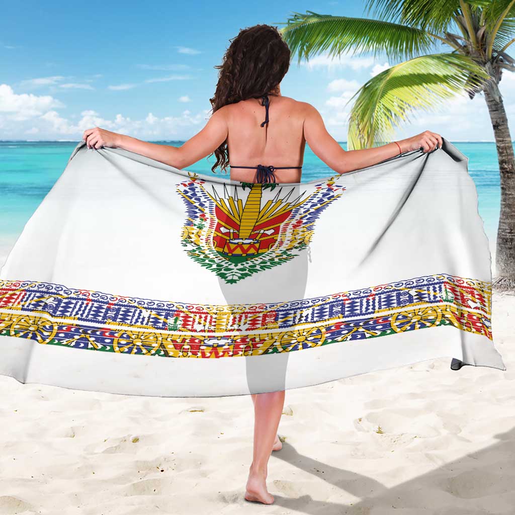 Haiti Flag Traditional Dashiki Sarong White Color - Polynesian Pride
