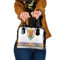 Haiti Flag Traditional Dashiki Shoulder Handbag White Color - Polynesian Pride