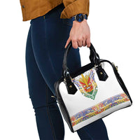 Haiti Flag Traditional Dashiki Shoulder Handbag White Color - Polynesian Pride