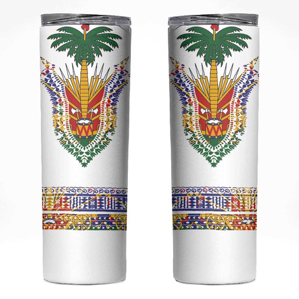 Haiti Flag Traditional Dashiki Skinny Tumbler White Color - Polynesian Pride