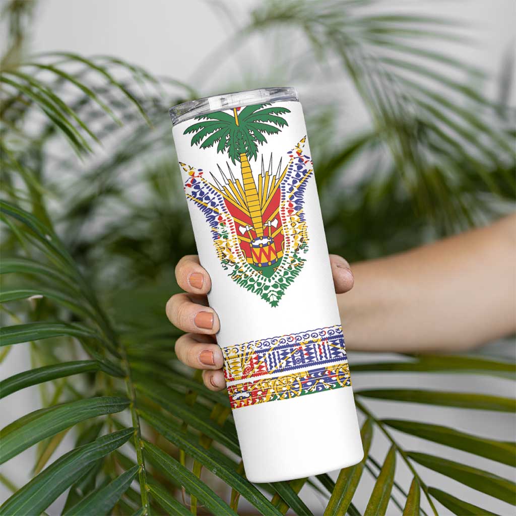 Haiti Flag Traditional Dashiki Skinny Tumbler White Color - Polynesian Pride