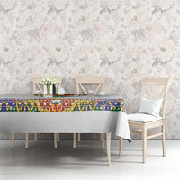 Haiti Flag Traditional Dashiki Tablecloth White Color - Polynesian Pride