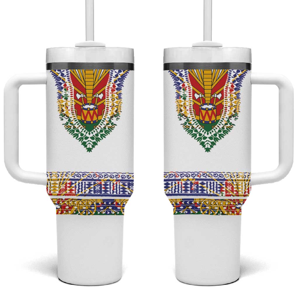 Haiti Flag Traditional Dashiki Tumbler With Handle White Color - Polynesian Pride