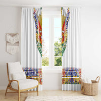 Haiti Flag Traditional Dashiki Window Curtain White Color - Polynesian Pride