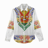 Haiti Flag Traditional Dashiki Women Casual Shirt White Color - Polynesian Pride
