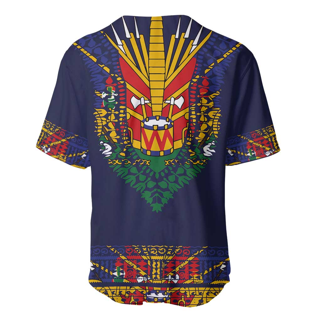 Haiti Flag Traditional Dashiki Baseball Jersey Black Color - Polynesian Pride