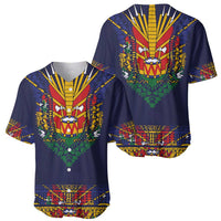 Haiti Flag Traditional Dashiki Baseball Jersey Black Color - Polynesian Pride