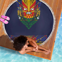 Haiti Flag Traditional Dashiki Beach Blanket Black Color - Polynesian Pride