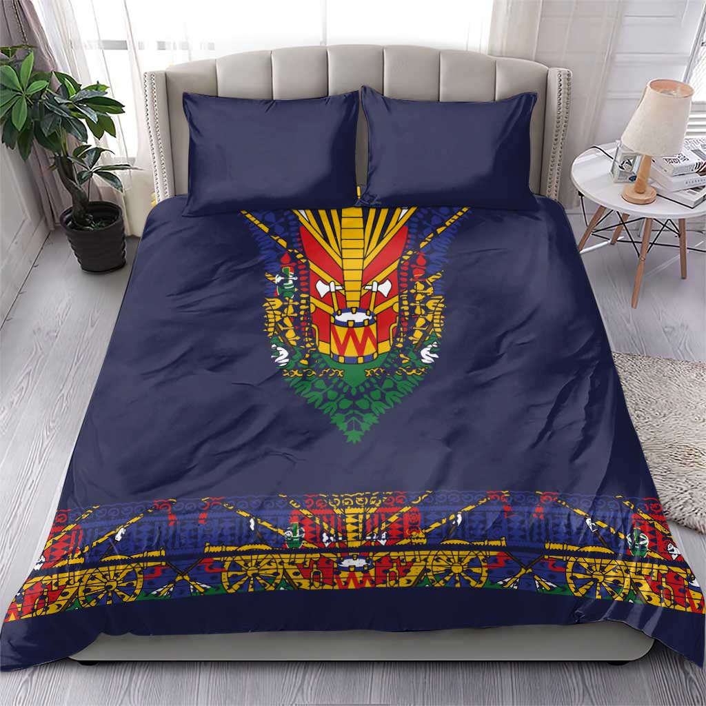 Haiti Flag Traditional Dashiki Bedding Set Black Color - Polynesian Pride