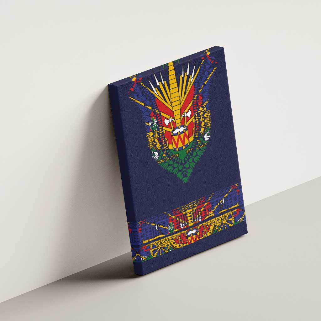 Haiti Flag Traditional Dashiki Canvas Wall Art Black Color - Polynesian Pride