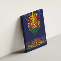 Haiti Flag Traditional Dashiki Canvas Wall Art Black Color - Polynesian Pride