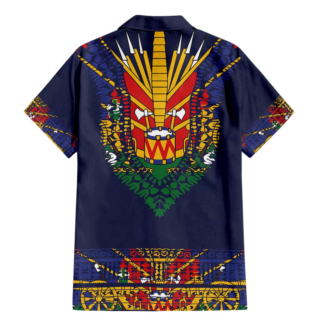 Haiti Flag Traditional Dashiki Family Matching Mermaid Dress and Hawaiian Shirt Black Color - Polynesian Pride