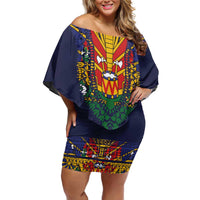 Haiti Flag Traditional Dashiki Family Matching Off Shoulder Short Dress and Hawaiian Shirt Black Color - Polynesian Pride
