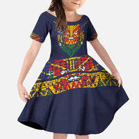 Haiti Flag Traditional Dashiki Family Matching Tank Maxi Dress and Hawaiian Shirt Black Color - Polynesian Pride
