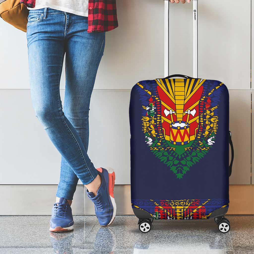 Haiti Flag Traditional Dashiki Luggage Cover Black Color - Polynesian Pride