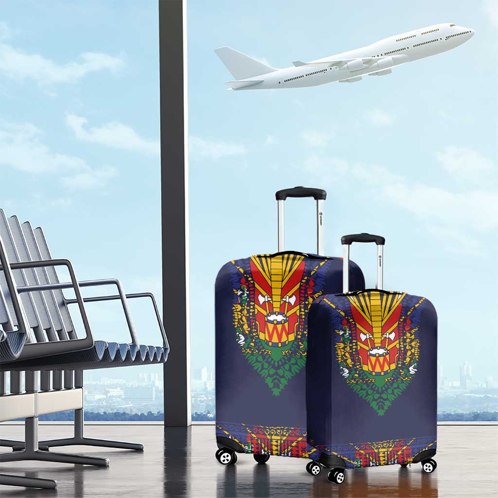 Haiti Flag Traditional Dashiki Luggage Cover Black Color - Polynesian Pride