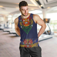 Haiti Flag Traditional Dashiki Men Tank Top Black Color - Polynesian Pride
