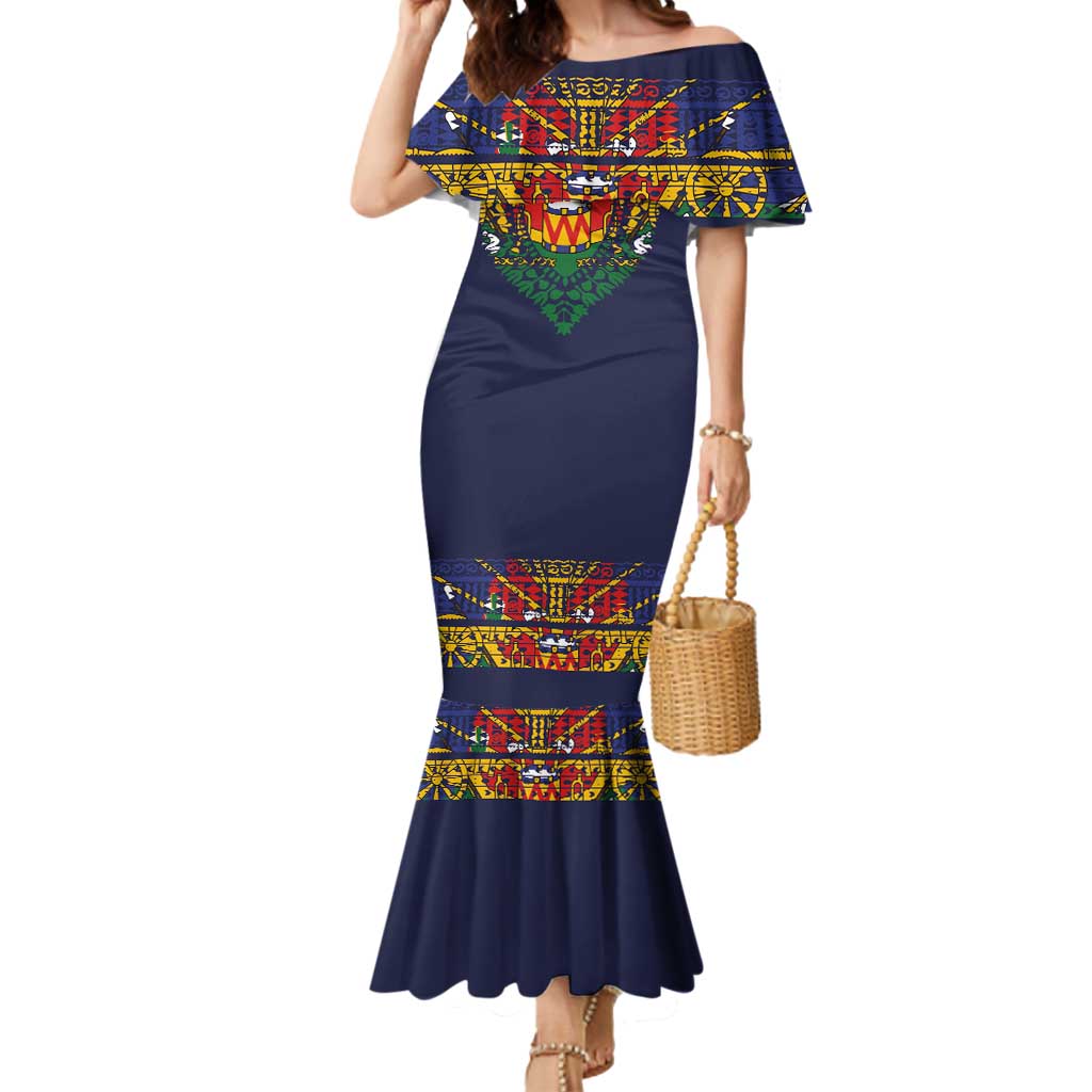 Haiti Flag Traditional Dashiki Mermaid Dress Black Color LT03 Women Black - Polynesian Pride