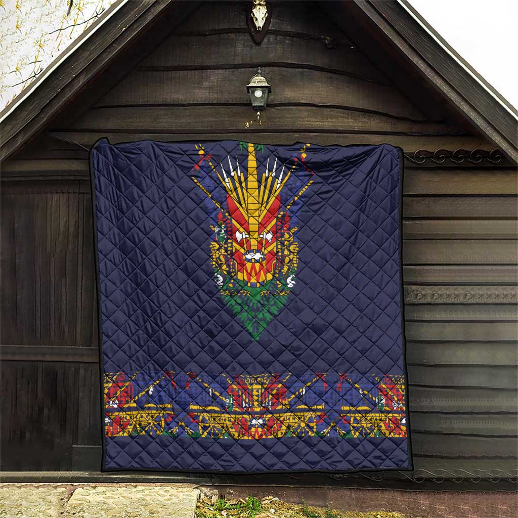 Haiti Flag Traditional Dashiki Quilt Black Color - Polynesian Pride
