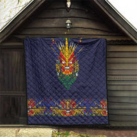 Haiti Flag Traditional Dashiki Quilt Black Color - Polynesian Pride