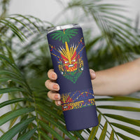 Haiti Flag Traditional Dashiki Skinny Tumbler Black Color - Polynesian Pride