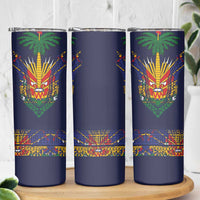 Haiti Flag Traditional Dashiki Skinny Tumbler Black Color - Polynesian Pride