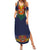 Haiti Flag Traditional Dashiki Summer Maxi Dress Black Color - Polynesian Pride
