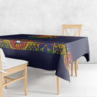 Haiti Flag Traditional Dashiki Tablecloth Black Color - Polynesian Pride