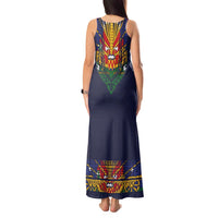 Haiti Flag Traditional Dashiki Tank Maxi Dress Black Color - Polynesian Pride