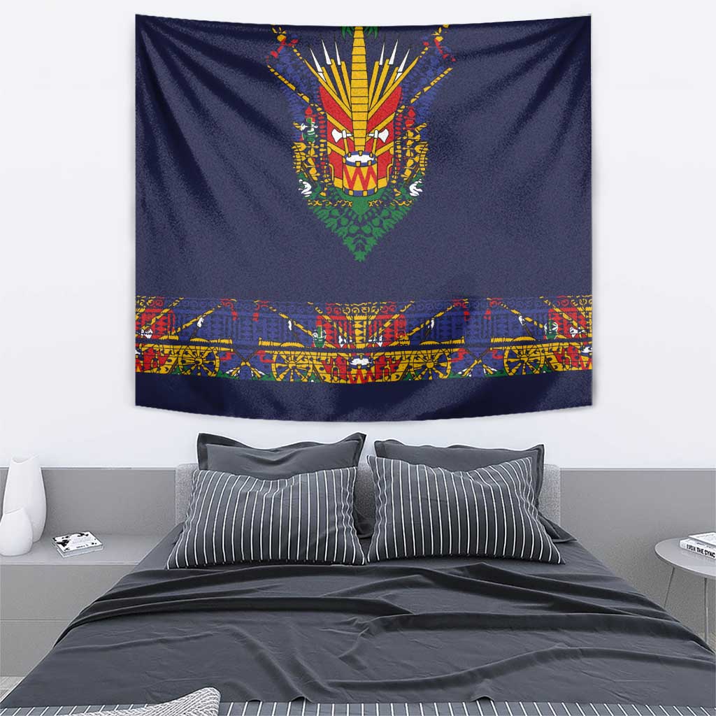 Haiti Flag Traditional Dashiki Tapestry Black Color - Polynesian Pride
