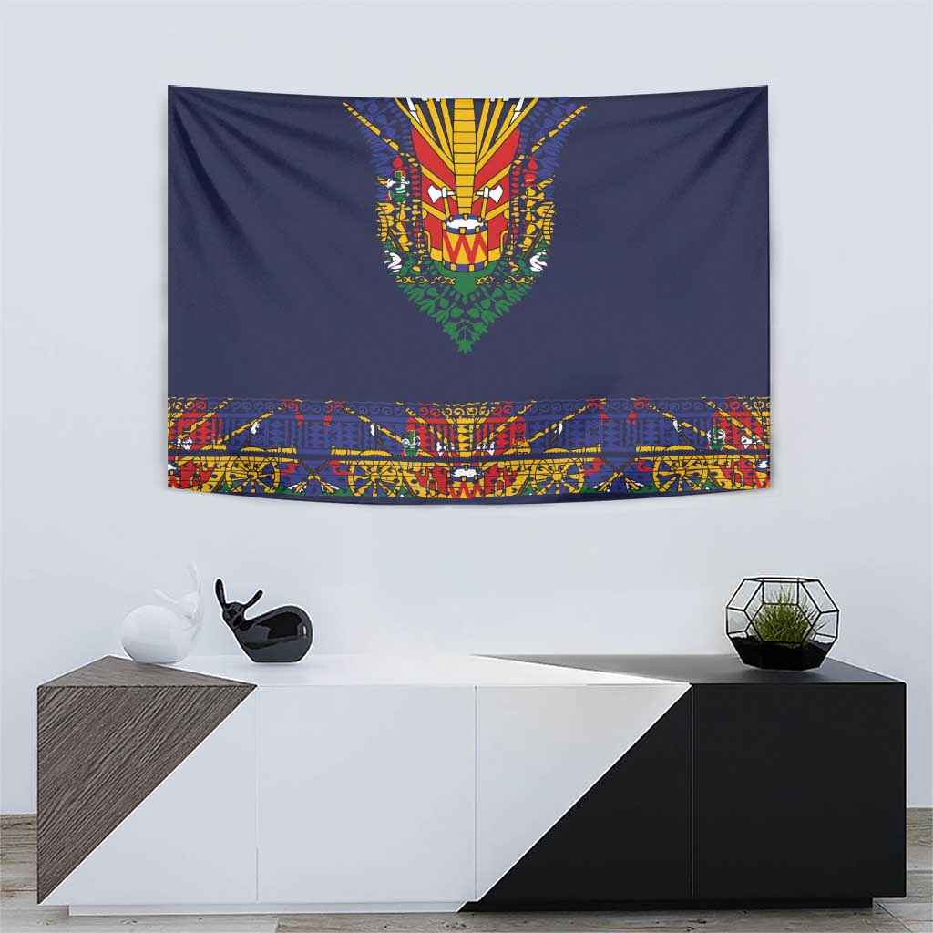 Haiti Flag Traditional Dashiki Tapestry Black Color - Polynesian Pride