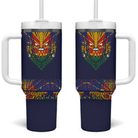 Haiti Flag Traditional Dashiki Tumbler With Handle Black Color - Polynesian Pride