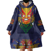 Haiti Flag Traditional Dashiki Wearable Blanket Hoodie Black Color - Polynesian Pride