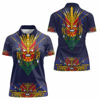 Haiti Flag Traditional Dashiki Women Polo Shirt Black Color - Polynesian Pride